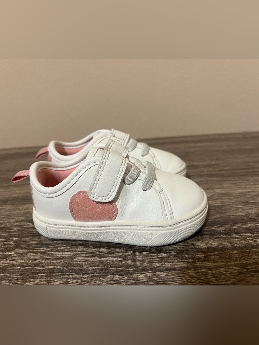 Carter’s White Kids Sneakers with Pink Heart Accent